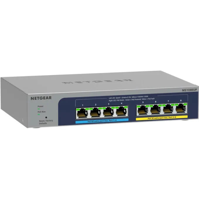 NETGEAR 8-Port Multi-Gig Switch - MS108EUP - 8x 2.5G PoE++ Ultra60, Managed L2/L3, Grey — image 3