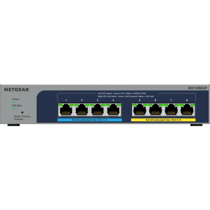 NETGEAR 8-Port Multi-Gig Switch - MS108EUP - 8x 2.5G PoE++ Ultra60, Managed L2/L3, Grey — image 1