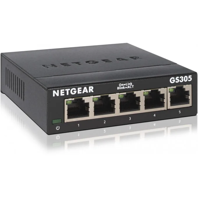 NETGEAR GS305 - 5-Port Gigabit Unmanaged Switch - Black Metal, Wall-Mountable — image 1