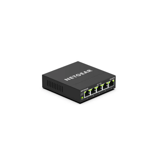 NETGEAR GS305E-100PES - 5-Port Gigabit Smart Desktop Switch, Managed, Black, Fanless — image 1