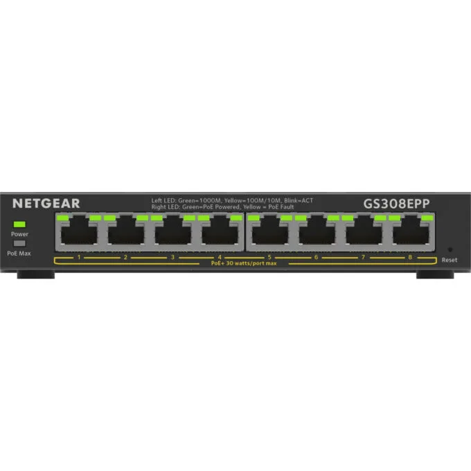 NETGEAR GS308EPP-100PES - 8-Port Gigabit PoE+ Managed L2/L3 Switch - Black — image 2