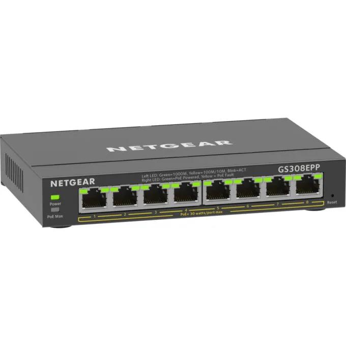 NETGEAR GS308EPP-100PES - 8-Port Gigabit PoE+ Managed L2/L3 Switch - Black — image 4