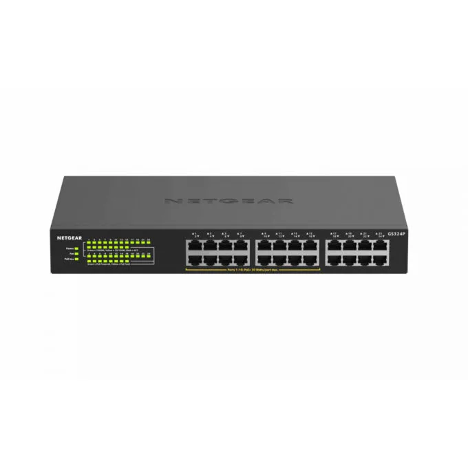 NETGEAR GS324P-100EUS - 24-Port Gigabit Unmanaged PoE+ Switch, Black, 1U Rackmount — image 5