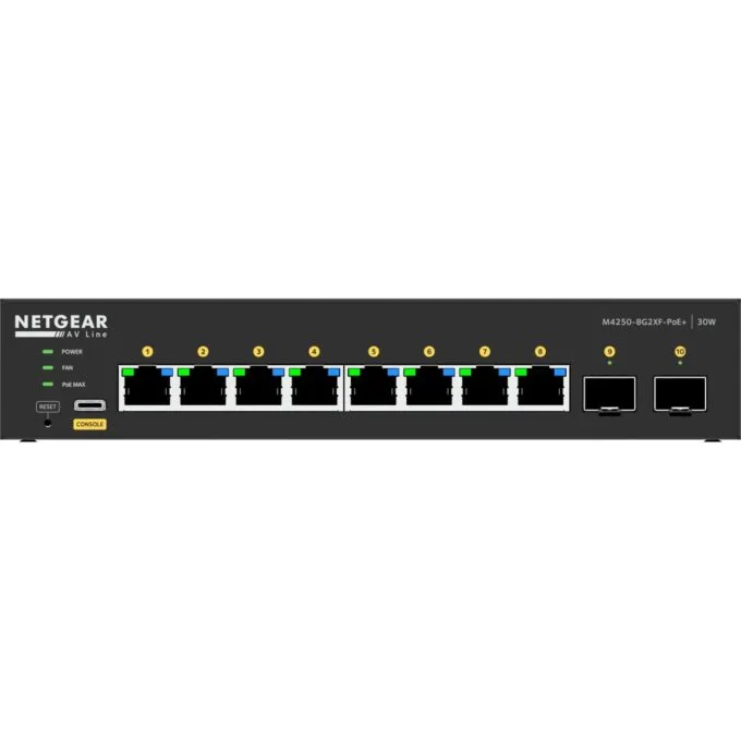 NETGEAR M4250-8G2XF-POE+ - 8x Gigabit PoE+ & 2x SFP+ (220W), 2GB RAM, ARM Cortex-A9 1.25GHz, Black — image 9