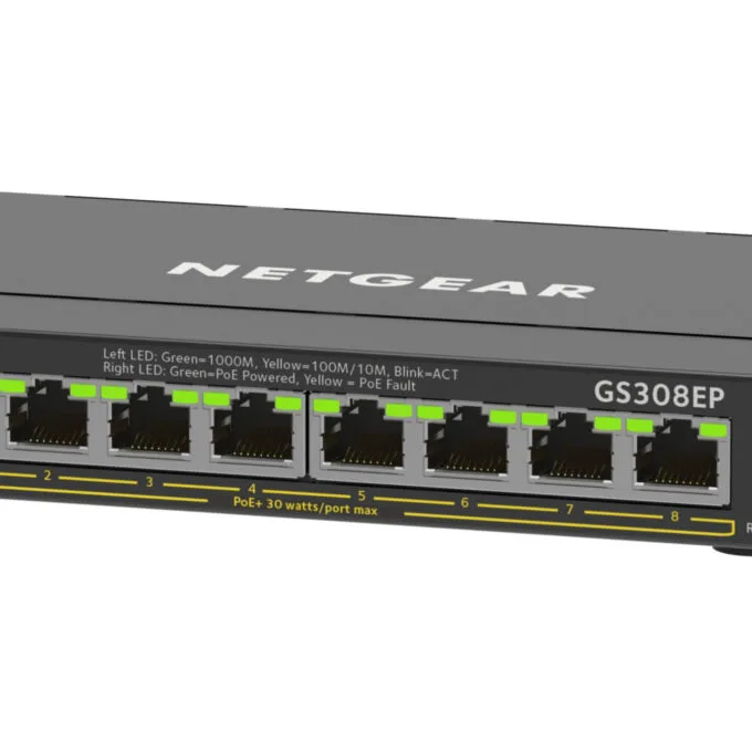 NETGEAR Plus Switch - GS308EP-100PES - 8-Port Gigabit PoE+ Managed L2/L3, Black — image 2