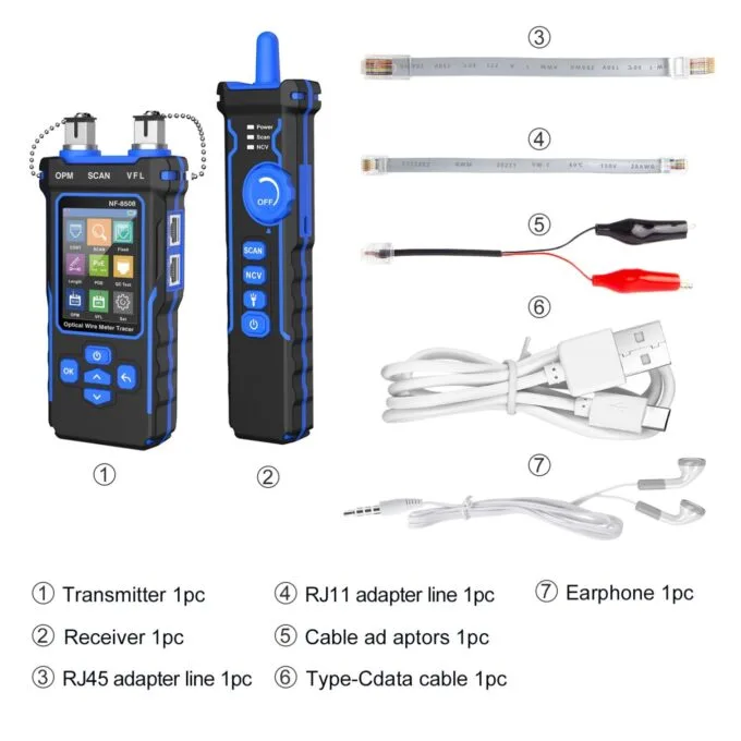 Noyafa Multi-Function Cable Tester - NF-8508 - RJ11, RJ45, PoE, Fiber Optic OPM VFL, NCV & Cable Length Measurement — image 5