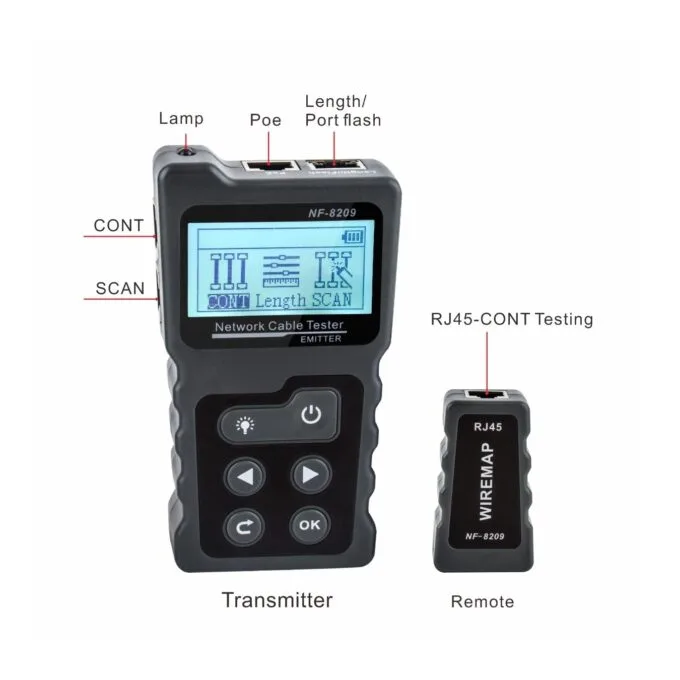 Noyafa Network Tester with LCD, Toner, Continuity, Cable Length, PoE, Port Blink - NF-8209 - Voltage Detection — image 5