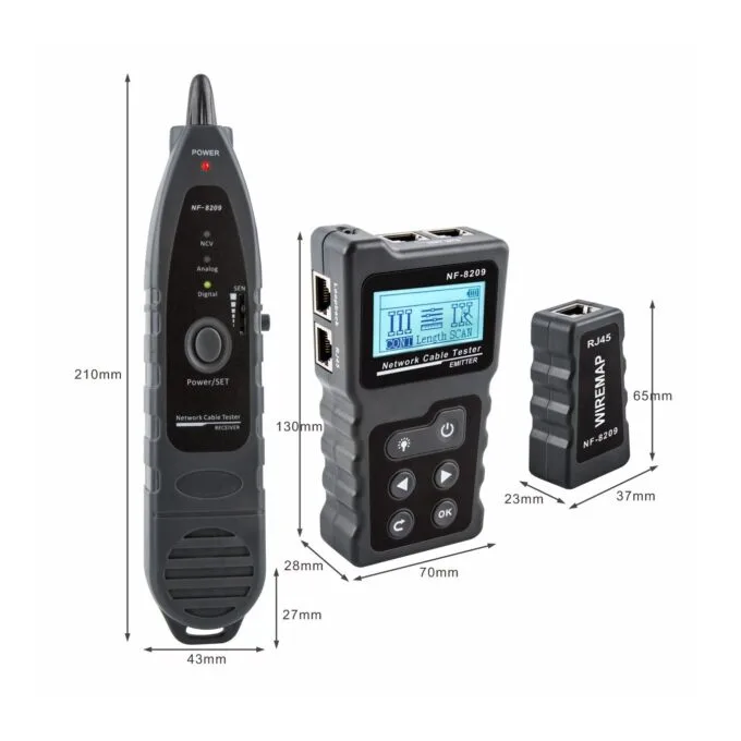 Noyafa Network Tester with LCD, Toner, Continuity, Cable Length, PoE, Port Blink - NF-8209 - Voltage Detection — image 6