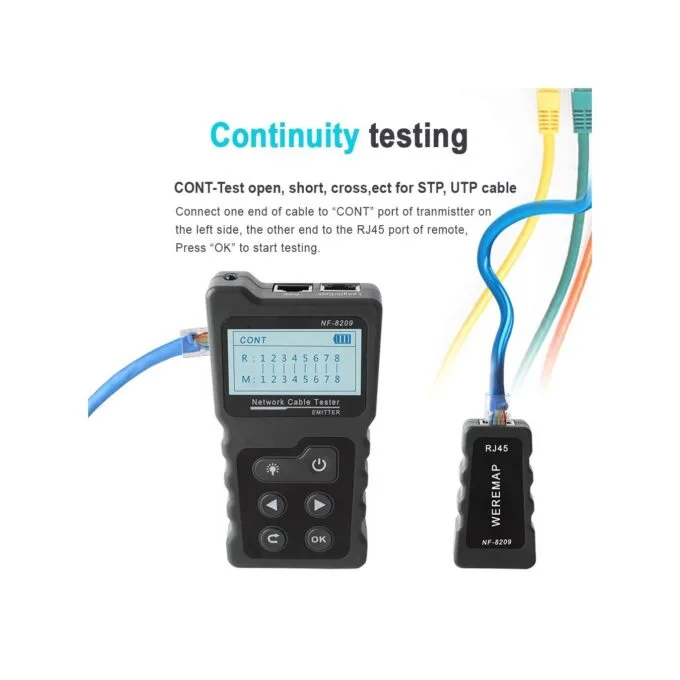Noyafa Network Tester with LCD, Toner, Continuity, Cable Length, PoE, Port Blink - NF-8209 - Voltage Detection — image 7