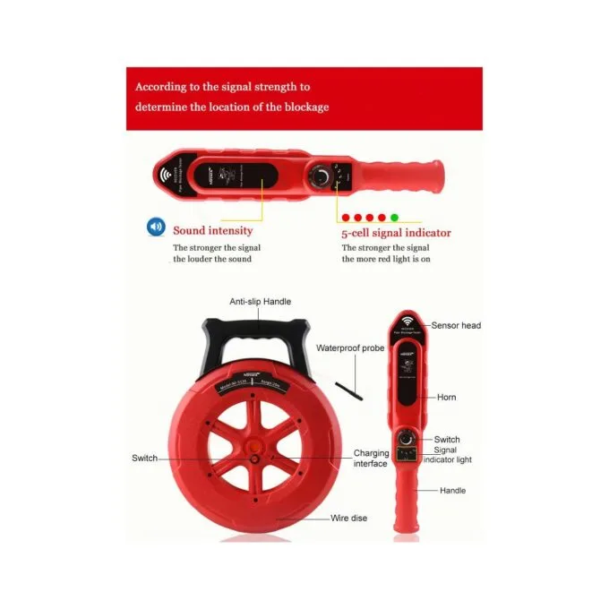 Noyafa Wall Pipe Blockage Detector - NF-5130 - IP67 Waterproof, Rechargeable, with 30m Detection Range — image 18