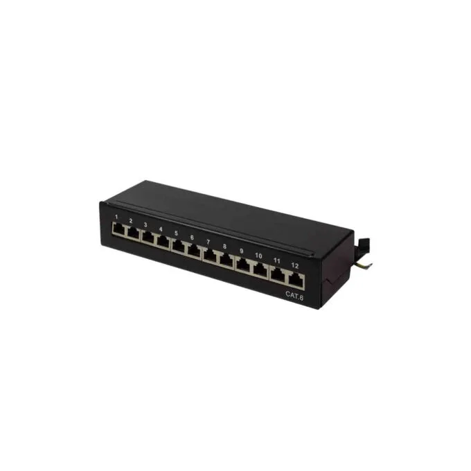 NP0017 CAT.6 PATCH PANEL 12 PORT SHIELDED, DESKTOP, BLACK, LOGILINK — image 1