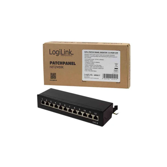 NP0017 CAT.6 PATCH PANEL 12 PORT SHIELDED, DESKTOP, BLACK, LOGILINK — image 9