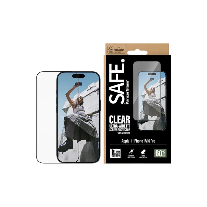 Panzerglass SAFE. by PanzerGlass Screen Protector w. Black Frame iPhone 17 iPhone 16 Pro Ultra-Wide Fit w. EasyAligner — image 2