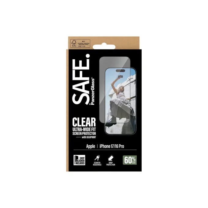 Panzerglass SAFE. by PanzerGlass Screen Protector w. Black Frame iPhone 17 iPhone 16 Pro Ultra-Wide Fit w. EasyAligner — image 3