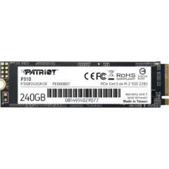 Patriot P310 M.2 NVMe SSD - 240GB, PCIe 3.0 x4 (NVMe 1.3) - M.2 2280