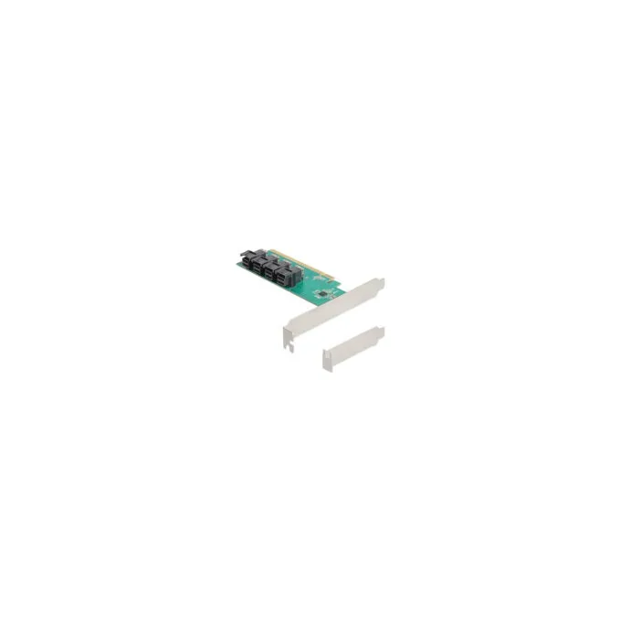 PCI Express x16 Karte zu 4 x intern SFF-8643 NVMe - Bifurcation - Low Profile Formfaktor — image 1