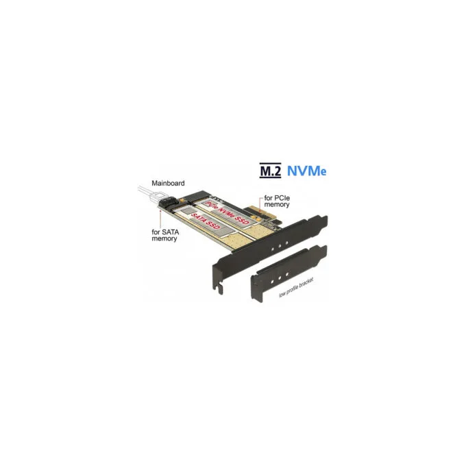PCI Express x4 Karte to 1 x intern M.2 Key B + 1 x intern NVMe M.2 Key M - Low Profile Formfaktor — image 2