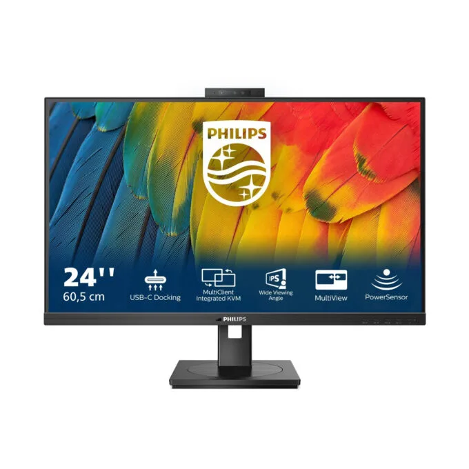 Philips 24B1U5301H - 23.8in FHD IPS Monitor - 75Hz, 4ms, HDMI/DP/USB-C, USB Hub & Speakers, Black — image 1