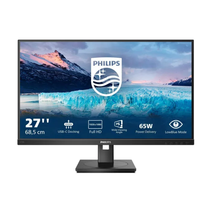 Philips 273S1/00 - 27-inch FHD IPS Monitor, 75Hz, 4ms, HDMI/DP/USB-C, Height-Adjustable, Black — image 1