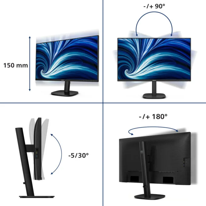 Philips 27B2U3601 - 27-inch QHD IPS Monitor, 120Hz, 4ms, USB-C 90W, HDMI+DP, Height-Adjustable - Black — image 6