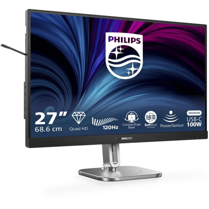 Philips 27B2U4601/00 - 27in (68.6 cm) QHD IPS Monitor, 2560x1440, 120Hz, 4ms GTG, HDMI/DP/USB-C, Height-Adjustable, Grey — image 2