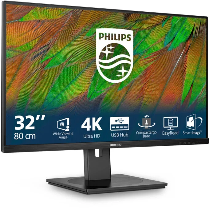 Philips 32B1N3800 32" 4K VA Monitor - HDMI 2.0, DP1.4, 4ms GTG, USB Hub, Height-Adjustable, Black — image 2