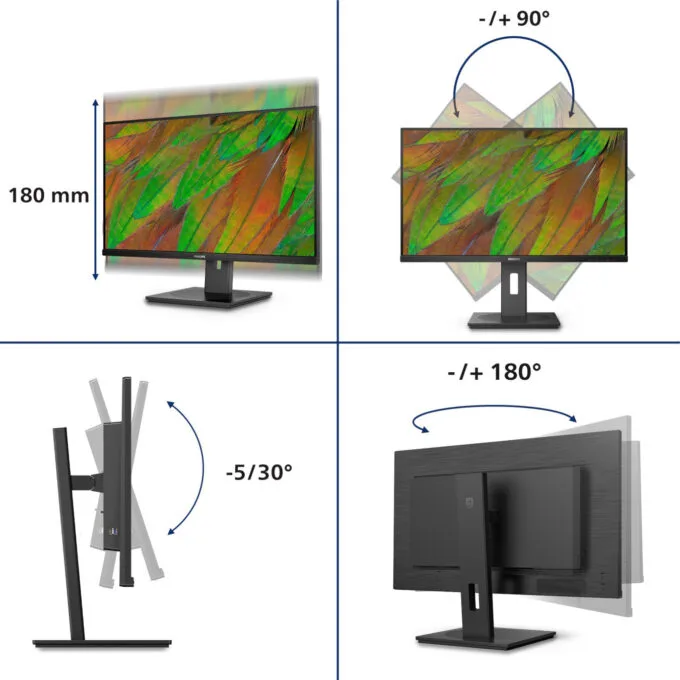 Philips 32B1N3800 32" 4K VA Monitor - HDMI 2.0, DP1.4, 4ms GTG, USB Hub, Height-Adjustable, Black — image 5