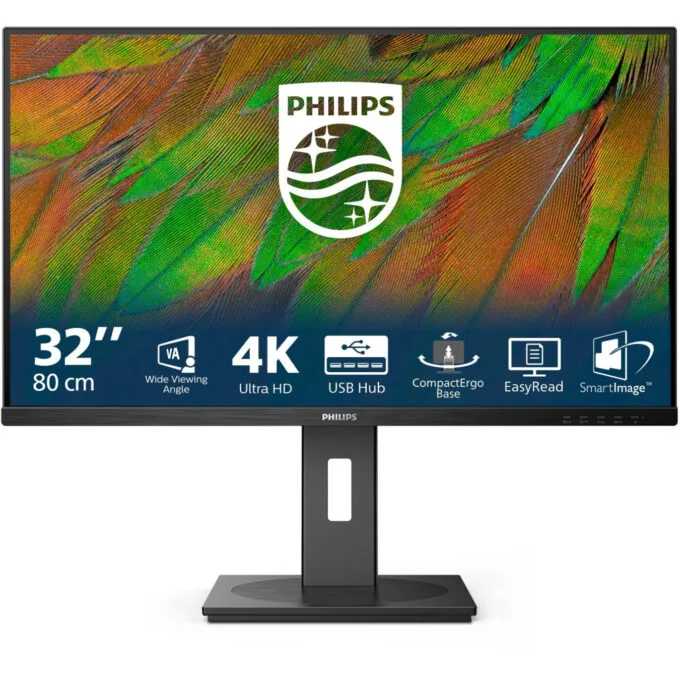 Philips 32B1N3800 32" 4K VA Monitor - HDMI 2.0, DP1.4, 4ms GTG, USB Hub, Height-Adjustable, Black — image 1