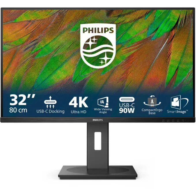 Philips 32B1U3900 - 31.5in 4K UHD VA Monitor, HDMI/DP/USB-C, Black — image 1