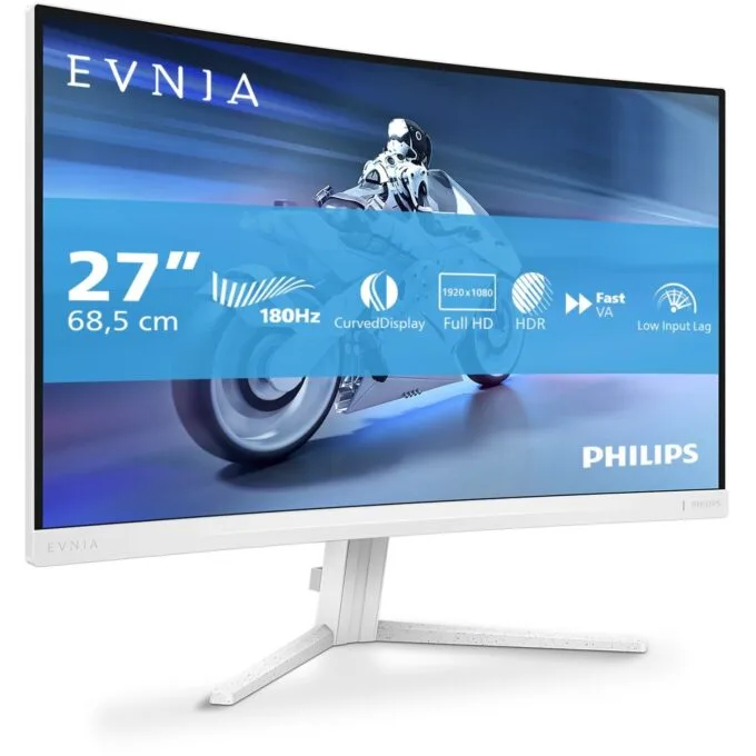 Philips 68.5cm (27.0') Curved White Monitor - 27M2C5201L - 27-inch, 16:9, 1000R curved, 2x HDMI + DP — image 2