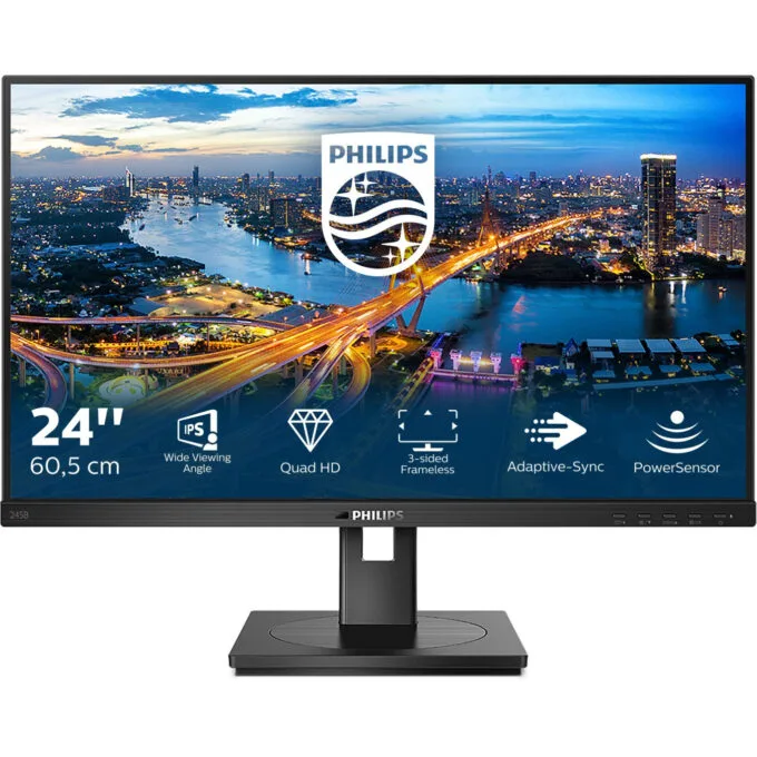 Philips B Line 245B1/00 - 24" QHD IPS Monitor (2560x1440), 75Hz, 4ms, Height/Pivot, Built-in Speakers, Black — image 1