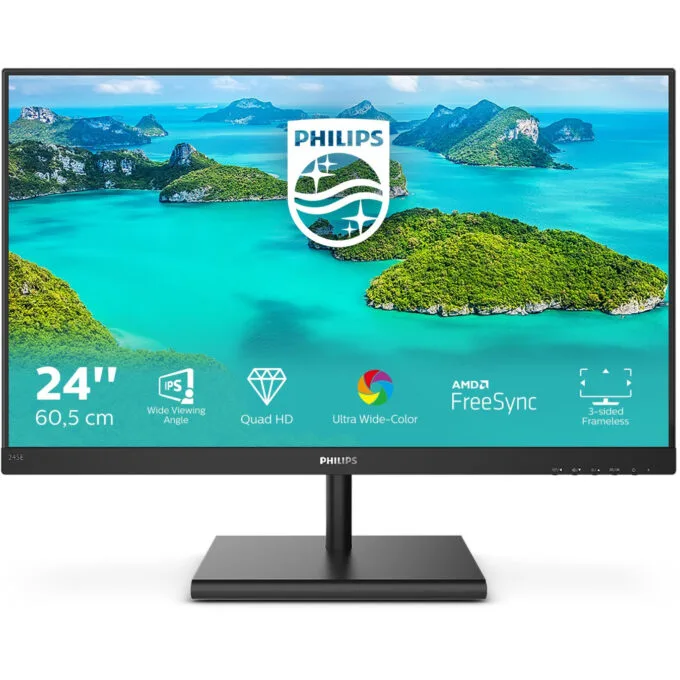 Philips E-Line 245E1S - 24" (23.8") QHD 2560x1440 IPS 75Hz 4ms HDMI/DP/VGA - Black — image 2