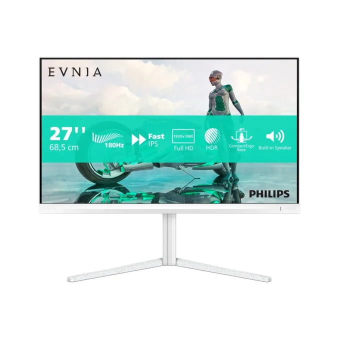 Philips Evnia 27M2N3201A - 27-inch FHD IPS Gaming Monitor, 180Hz, 1ms GTG, HDR10, White — image 1