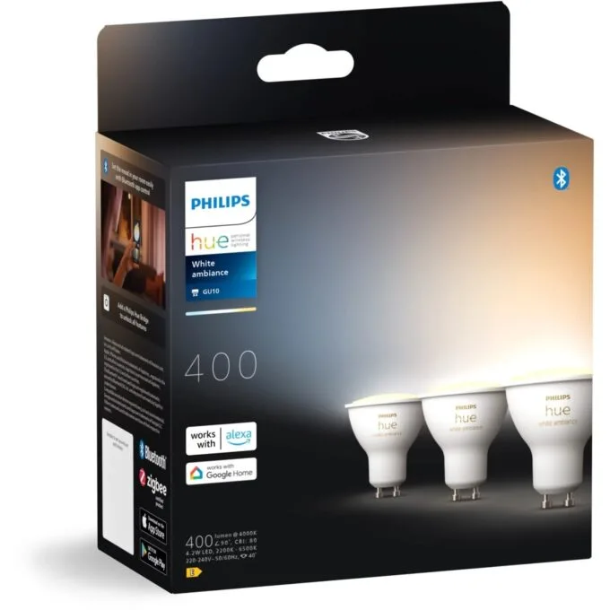 Philips Hue White Ambiance GU10 Dreierpack 3x350lm - White, Bluetooth/Zigbee, 220-240 V, 4.2 W — image 2