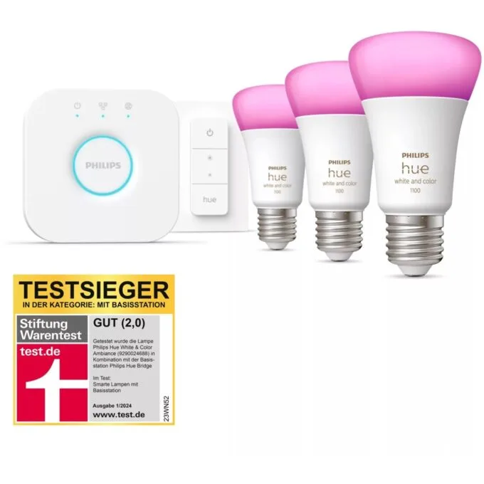Philips Hue White & Color Ambiance E27 Starter Kit 3-pack + DS 75W - DS 75W - White & Color Ambiance E27 — image 1