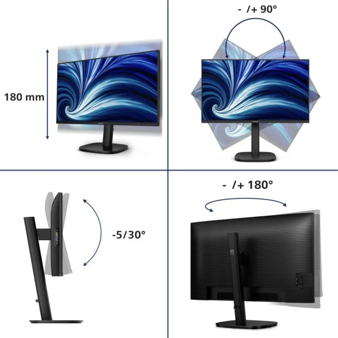 Philips Monitor - 24B2U3301D - 24 inch Full HD, 120 Hz, 1x HDMI 1.4, 1x DP 1.4, Black — image 9