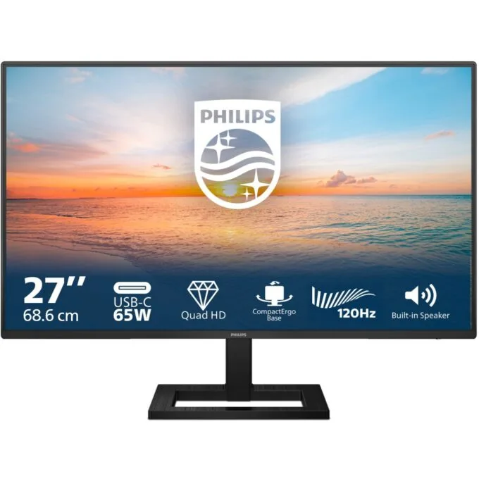 Philips Monitor - 27E1N1600AE - 68.6cm 27' (2560x1440) 16:9 QHD IPS 1ms 100Hz HDMI USB-C Speaker Black — image 1