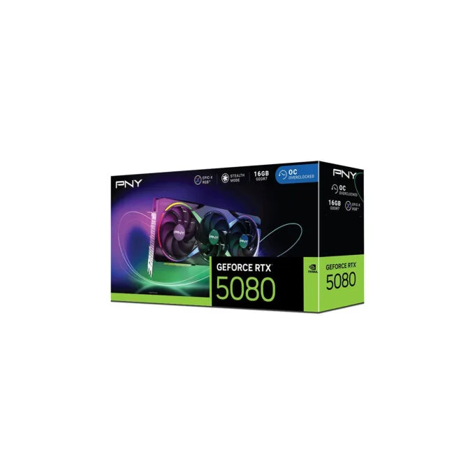 PNY GeForce RTX 5080 - VCG508016TFXXPB1-O - Black ARGB, 16GB GDDR7, OC (2775 MHz boost), PCIe 5.0, 3-fan — image 5