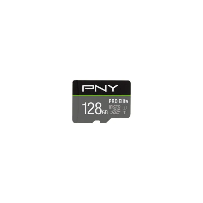 PNY Pro Elite microSDXC Card - Pro Elite - 128GB, UHS-I U3 (Class 10), Black/Grey, 100MB/s R / 90MB/s W — image 1