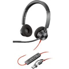 Poly Blackwire 3320 Stereo Headset 214012-01 USB-C w/ Adapter Teams Certified