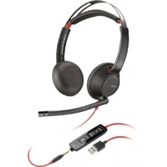 Poly Blackwire C3225 - Binaural On-ear Wired Headset, 3.5 mm, Black