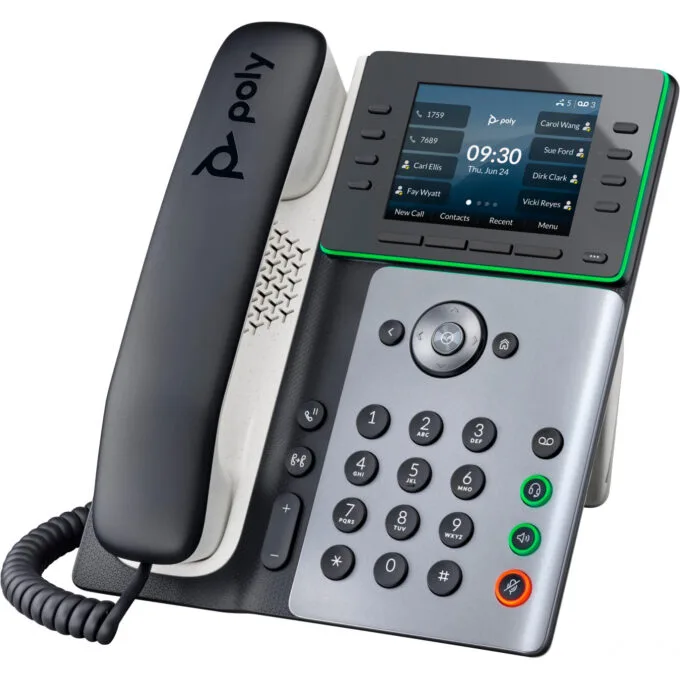 Poly Edge E350 IP Desk Phone - Black, 8-line, PoE, Gigabit Ethernet, Bluetooth 5.0, 3.5" IPS Color Display — image 3