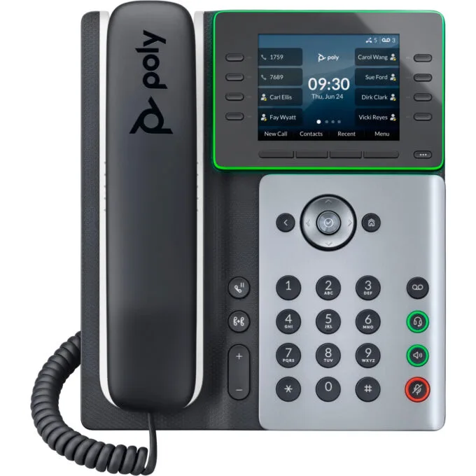 Poly Edge E350 IP Desk Phone - Black, 8-line, PoE, Gigabit Ethernet, Bluetooth 5.0, 3.5" IPS Color Display — image 1