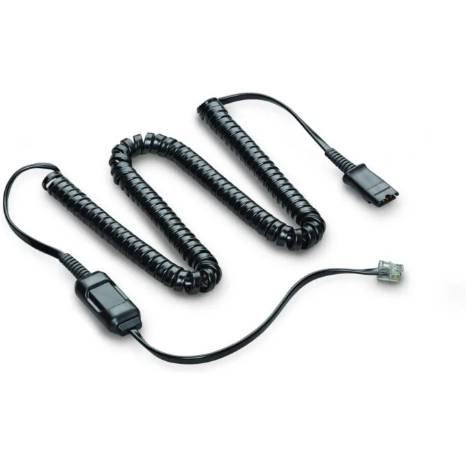 Poly Headset Cable - HIC-10 - RJ-9 Male-to-Male, Black - for Poly Savi — image 1