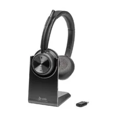 Poly Savi 7320 UC DECT Wireless Binaural Headset - Stereo, USB-A Receiver, Black