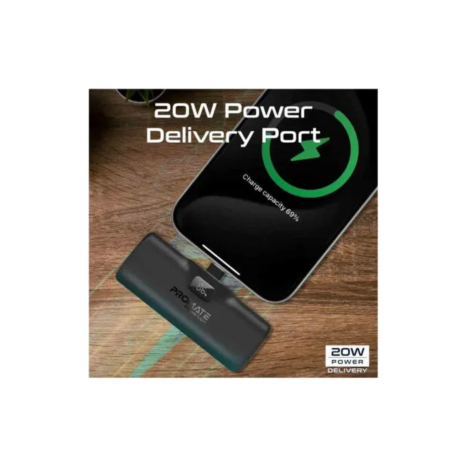 POWERUP-I.BLACK 5000mAh COMPACT FAST POWERBANK W BUILT-IN LIGHTNING CONNECTOR PROMATE — image 6