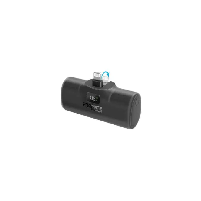 POWERUP-I.BLACK 5000mAh COMPACT FAST POWERBANK W BUILT-IN LIGHTNING CONNECTOR PROMATE — image 1