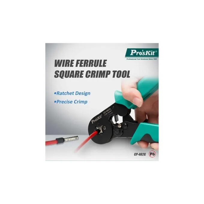 Proskit Crimping Tool Wire Ferrule Square Crimp 175mm - CP-462G - Wire Ferrule Square Crimp 175mm — image 2