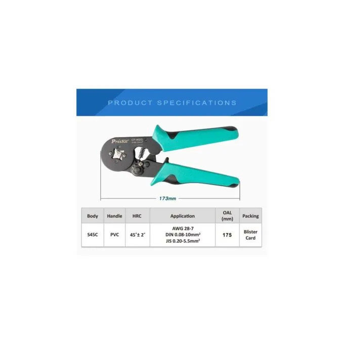 Proskit Crimping Tool Wire Ferrule Square Crimp 175mm - CP-462G - Wire Ferrule Square Crimp 175mm — image 7