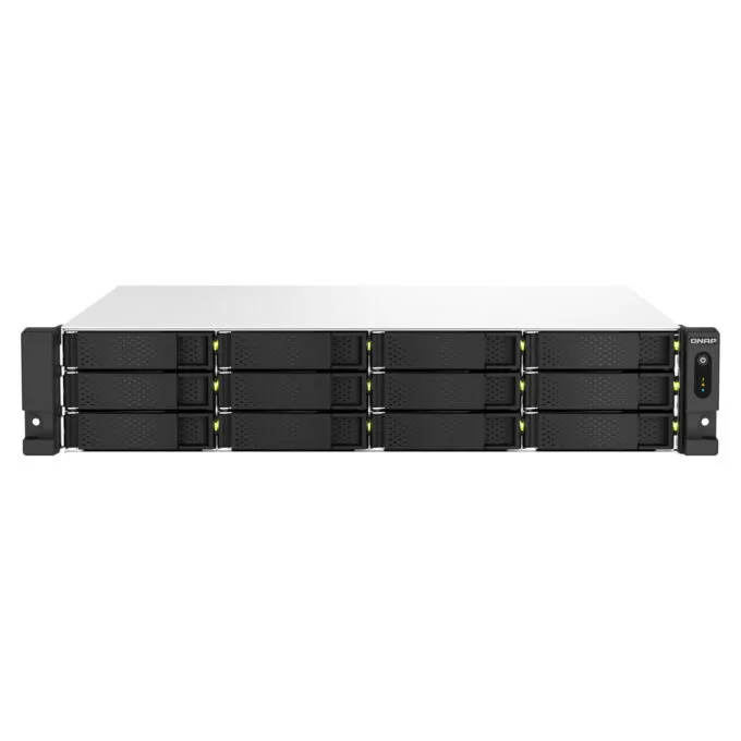 QNAP TS-1264U-RP-8G - 12-Bay 2U Rack NAS, Intel Celeron 2.0/2.9GHz, 8GB DDR4, Redundant PSU, Aluminum/Black — image 1